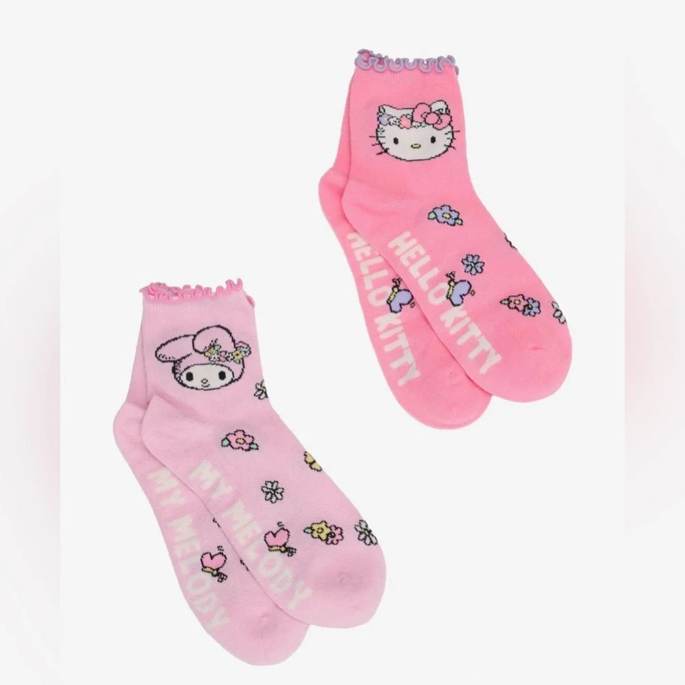 Hello Kitty and My Melody Pink Socks- NWT
